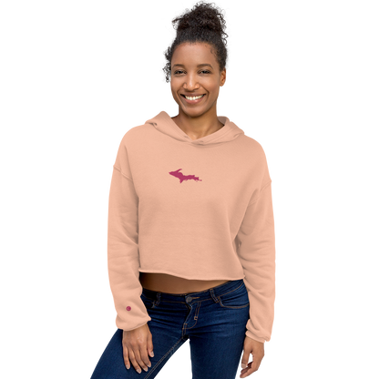 Michigan Upper Peninsula Hoodie (w/ Embroidered Pink UP Outline) | Premium Cropped