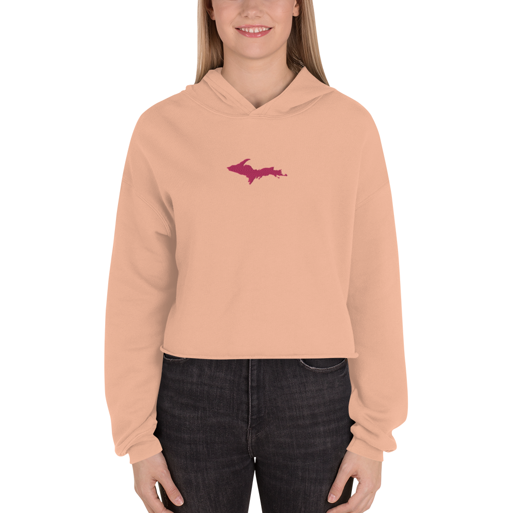 Michigan Upper Peninsula Hoodie (w/ Embroidered Pink UP Outline) | Premium Cropped