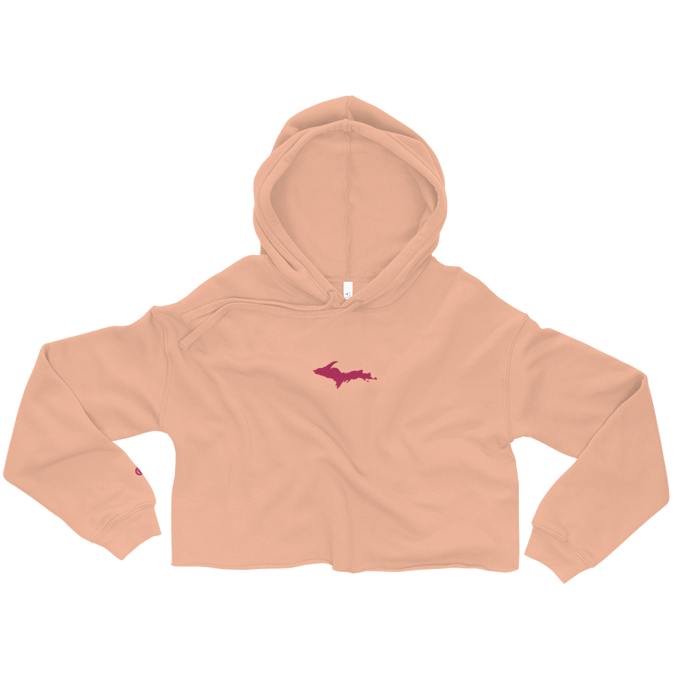 Michigan Upper Peninsula Hoodie (w/ Embroidered Pink UP Outline) | Premium Cropped