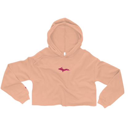 Michigan Upper Peninsula Hoodie (w/ Embroidered Pink UP Outline) | Premium Cropped