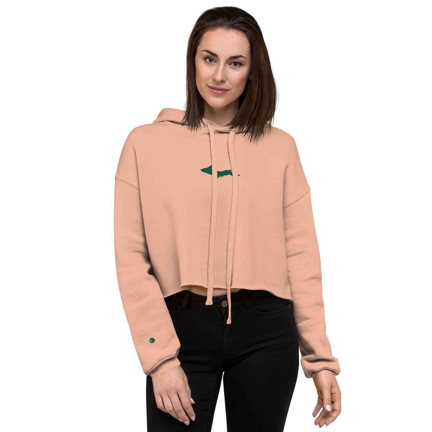 Michigan Upper Peninsula Hoodie (w/ Embroidered Green UP Outline) | Premium Cropped