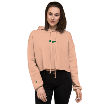 Michigan Upper Peninsula Hoodie (w/ Embroidered Green UP Outline) | Premium Cropped