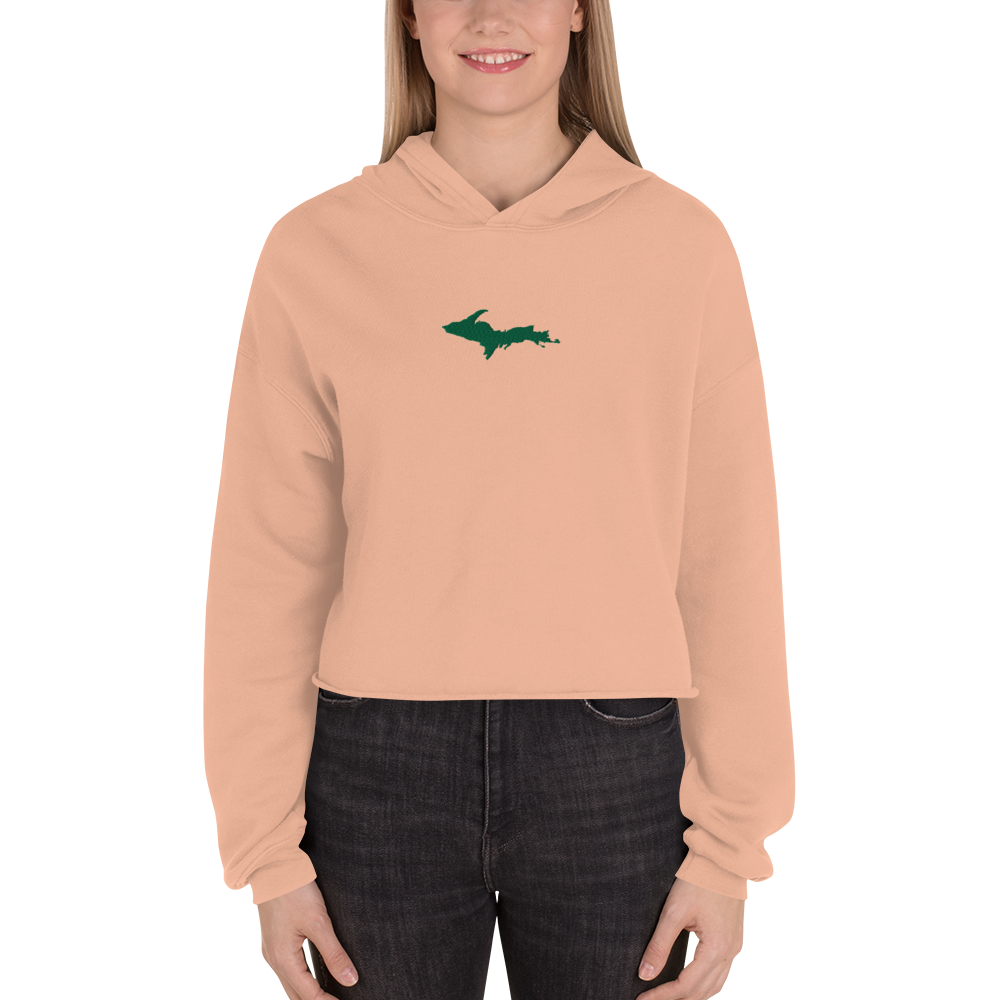 Michigan Upper Peninsula Hoodie (w/ Embroidered Green UP Outline) | Premium Cropped