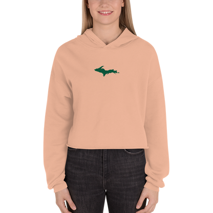 Michigan Upper Peninsula Hoodie (w/ Embroidered Green UP Outline) | Premium Cropped