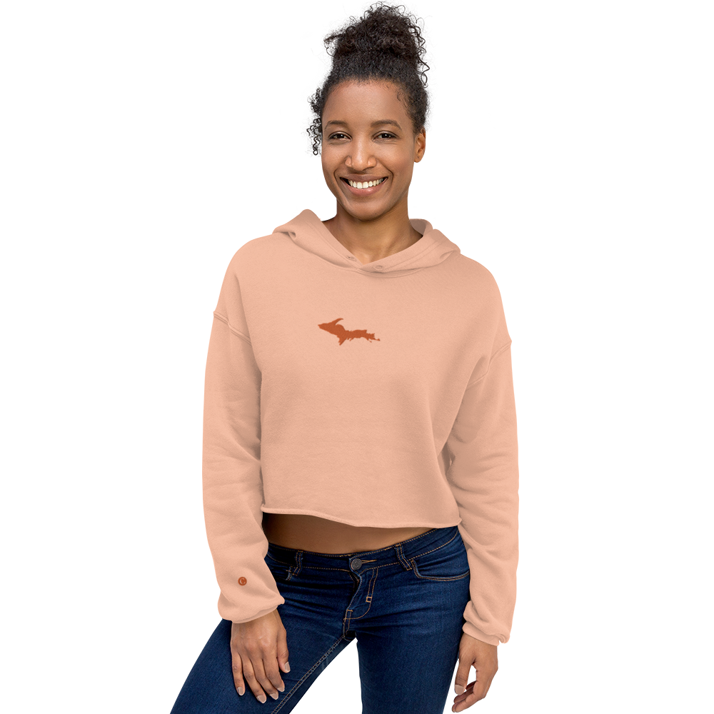 Michigan Upper Peninsula Hoodie (w/ Embroidered Orange UP Outline) | Premium Cropped