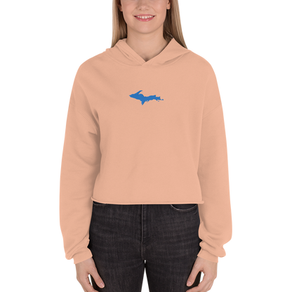 Michigan Upper Peninsula Hoodie (w/ Embroidered Azure UP Outline) | Premium Cropped