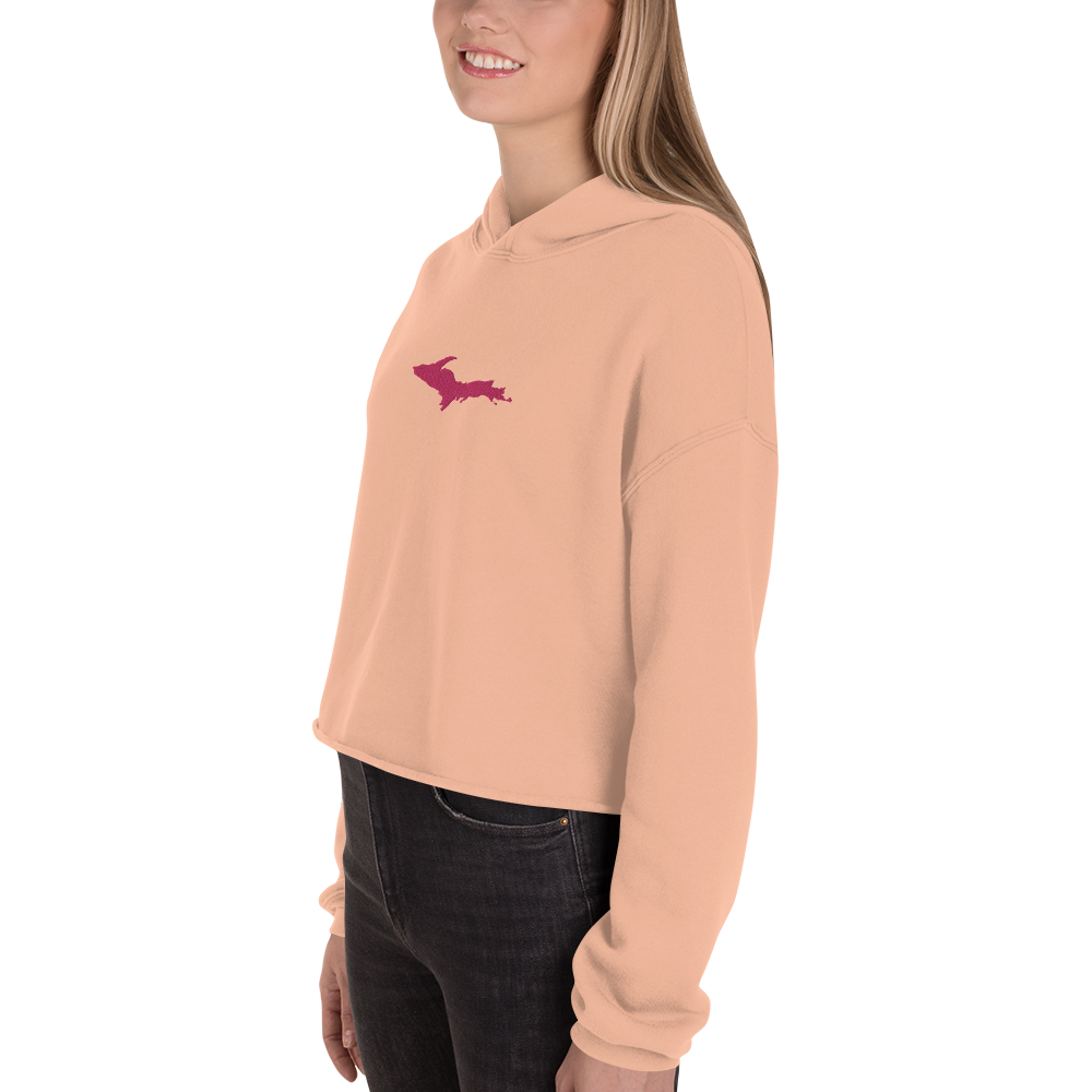 Michigan Upper Peninsula Hoodie (w/ Embroidered Pink UP Outline) | Premium Cropped