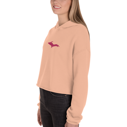 Michigan Upper Peninsula Hoodie (w/ Embroidered Pink UP Outline) | Premium Cropped