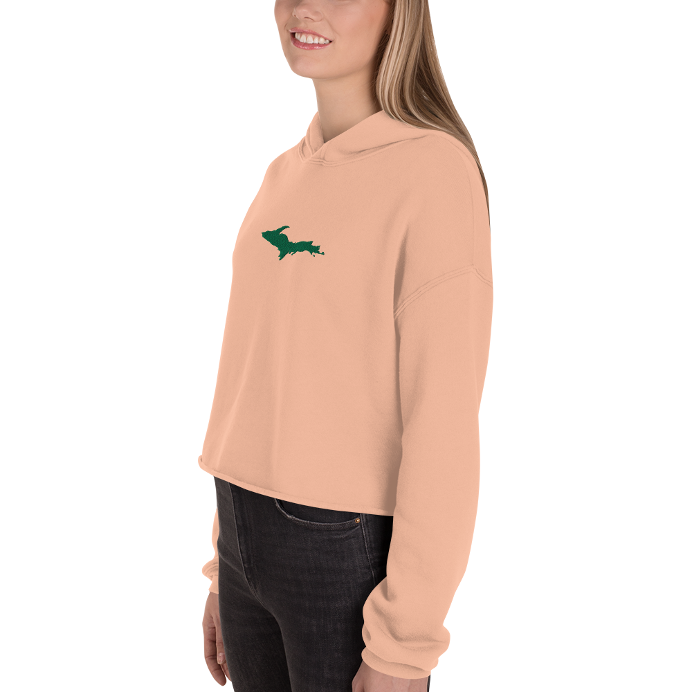 Michigan Upper Peninsula Hoodie (w/ Embroidered Green UP Outline) | Premium Cropped