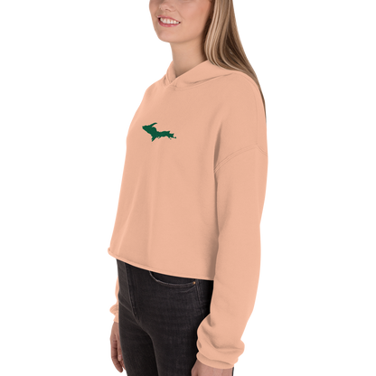 Michigan Upper Peninsula Hoodie (w/ Embroidered Green UP Outline) | Premium Cropped