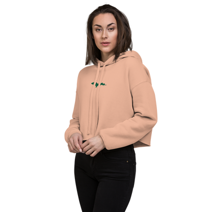 Michigan Upper Peninsula Hoodie (w/ Embroidered Green UP Outline) | Premium Cropped