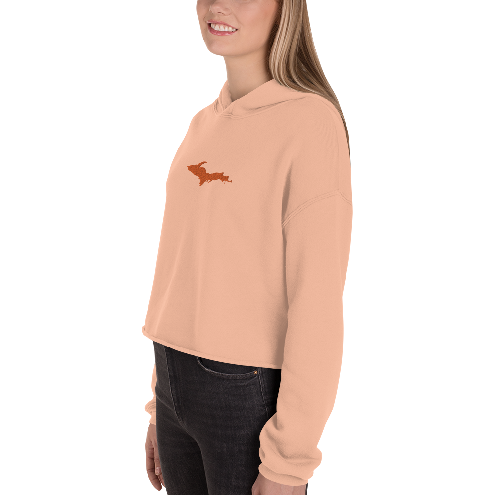 Michigan Upper Peninsula Hoodie (w/ Embroidered Orange UP Outline) | Premium Cropped