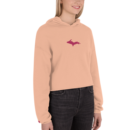 Michigan Upper Peninsula Hoodie (w/ Embroidered Pink UP Outline) | Premium Cropped