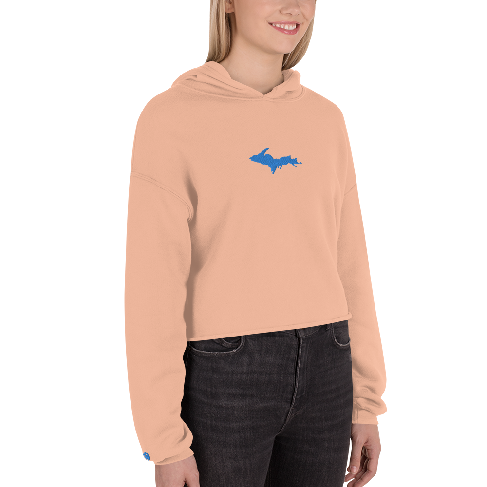 Michigan Upper Peninsula Hoodie (w/ Embroidered Azure UP Outline) | Premium Cropped