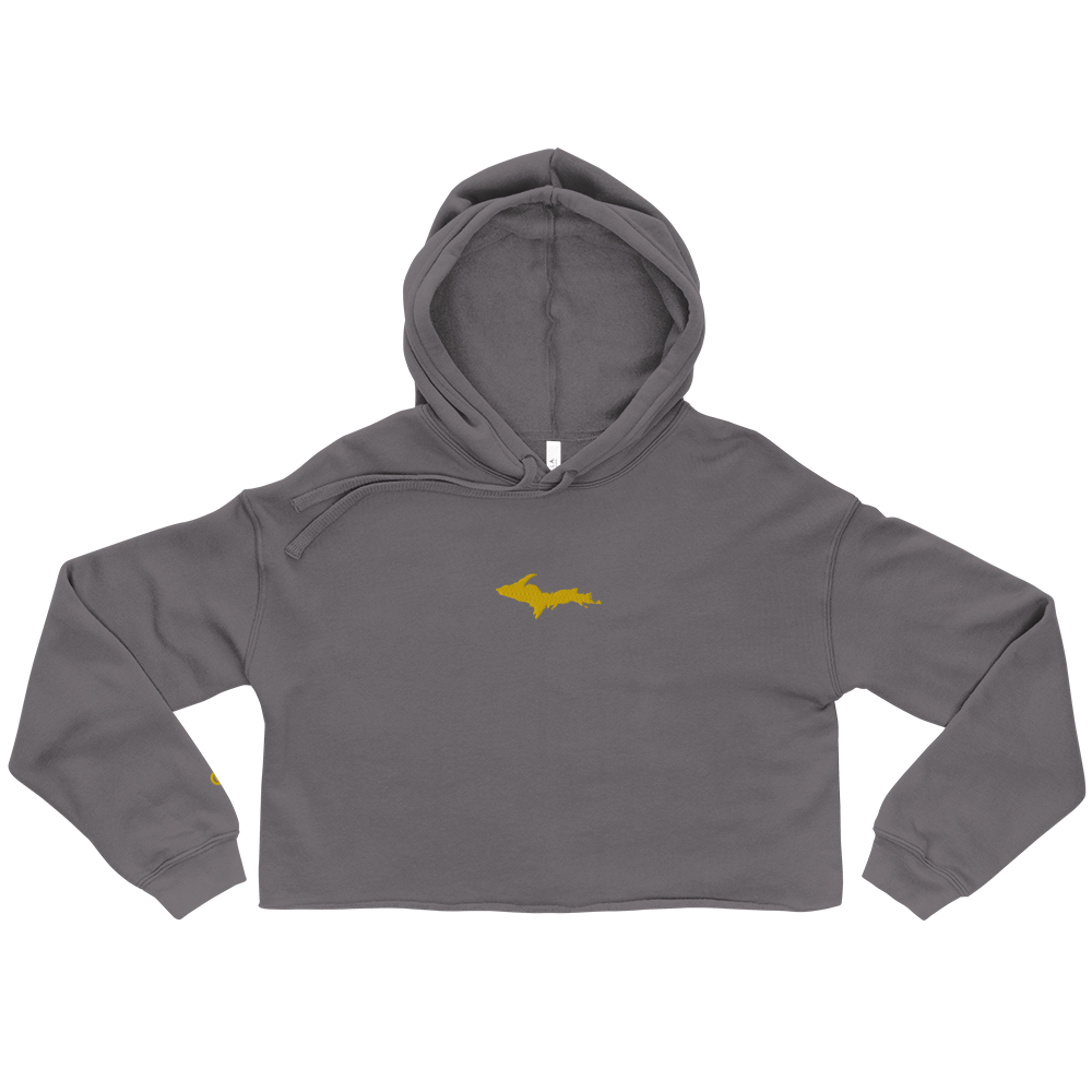 Michigan Upper Peninsula Hoodie (w/ Embroidered Gold UP Outline) | Premium Cropped