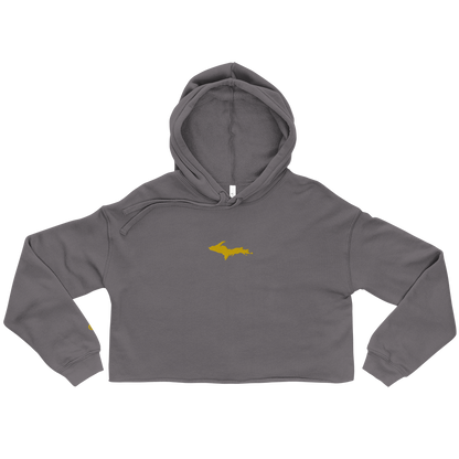 Michigan Upper Peninsula Hoodie (w/ Embroidered Gold UP Outline) | Premium Cropped