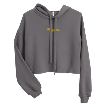 Michigan Upper Peninsula Hoodie (w/ Embroidered Gold UP Outline) | Premium Cropped