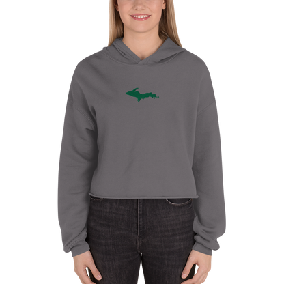 Michigan Upper Peninsula Hoodie (w/ Embroidered Green UP Outline) | Premium Cropped