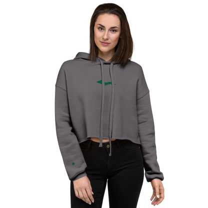 Michigan Upper Peninsula Hoodie (w/ Embroidered Green UP Outline) | Premium Cropped