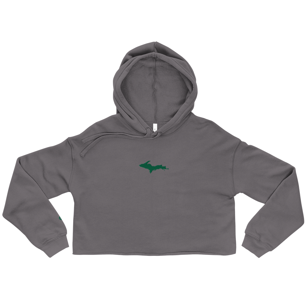 Michigan Upper Peninsula Hoodie (w/ Embroidered Green UP Outline) | Premium Cropped