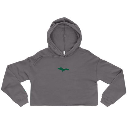 Michigan Upper Peninsula Hoodie (w/ Embroidered Green UP Outline) | Premium Cropped