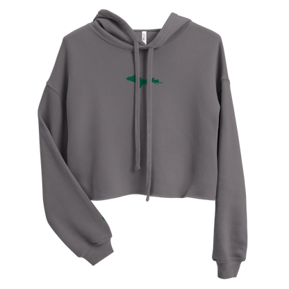 Michigan Upper Peninsula Hoodie (w/ Embroidered Green UP Outline) | Premium Cropped