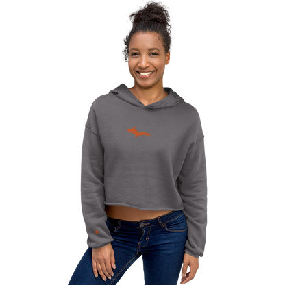 Michigan Upper Peninsula Hoodie (w/ Embroidered Orange UP Outline) | Premium Cropped