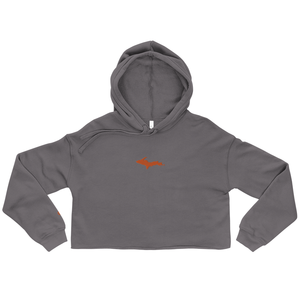 Michigan Upper Peninsula Hoodie (w/ Embroidered Orange UP Outline) | Premium Cropped