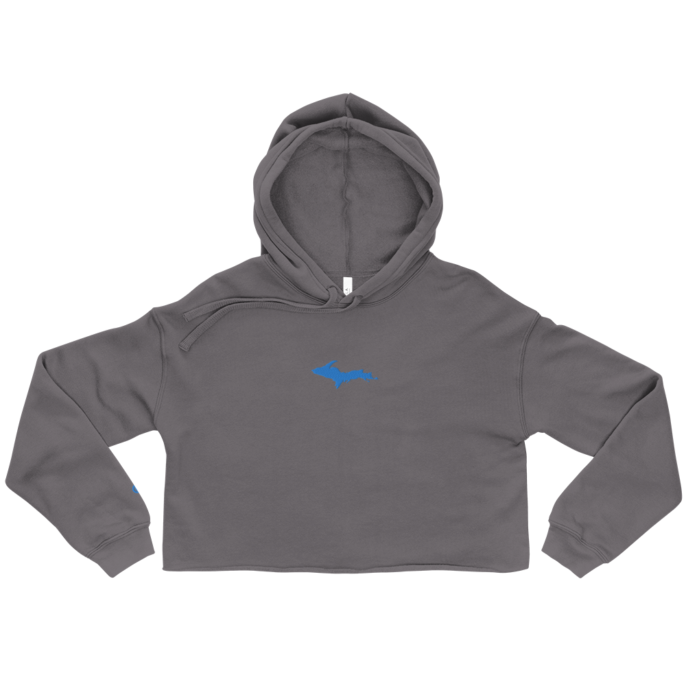 Michigan Upper Peninsula Hoodie (w/ Embroidered Azure UP Outline) | Premium Cropped