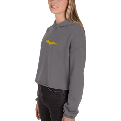 Michigan Upper Peninsula Hoodie (w/ Embroidered Gold UP Outline) | Premium Cropped