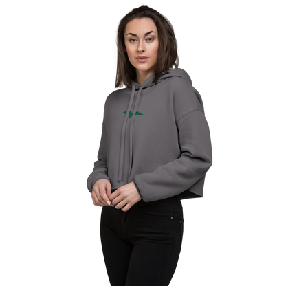 Michigan Upper Peninsula Hoodie (w/ Embroidered Green UP Outline) | Premium Cropped