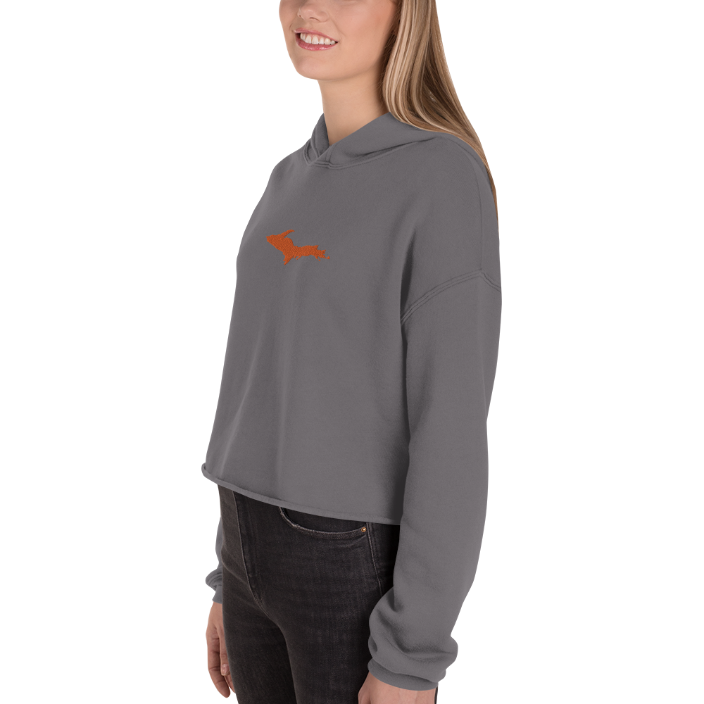 Michigan Upper Peninsula Hoodie (w/ Embroidered Orange UP Outline) | Premium Cropped