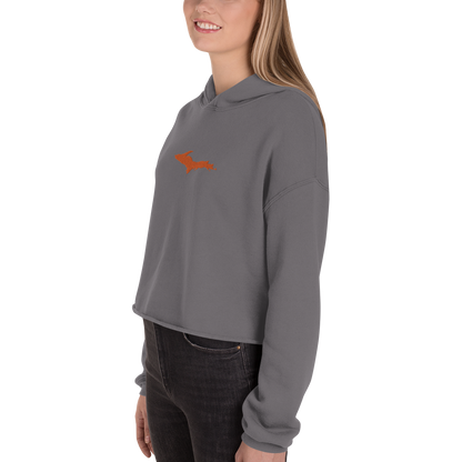 Michigan Upper Peninsula Hoodie (w/ Embroidered Orange UP Outline) | Premium Cropped