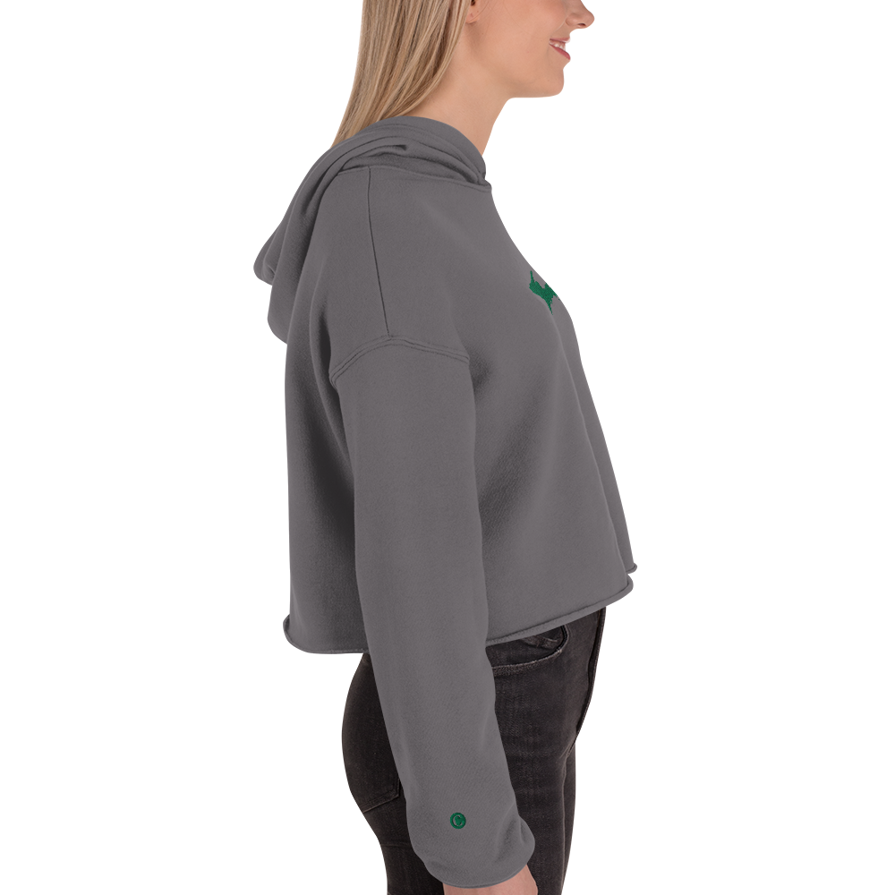 Michigan Upper Peninsula Hoodie (w/ Embroidered Green UP Outline) | Premium Cropped