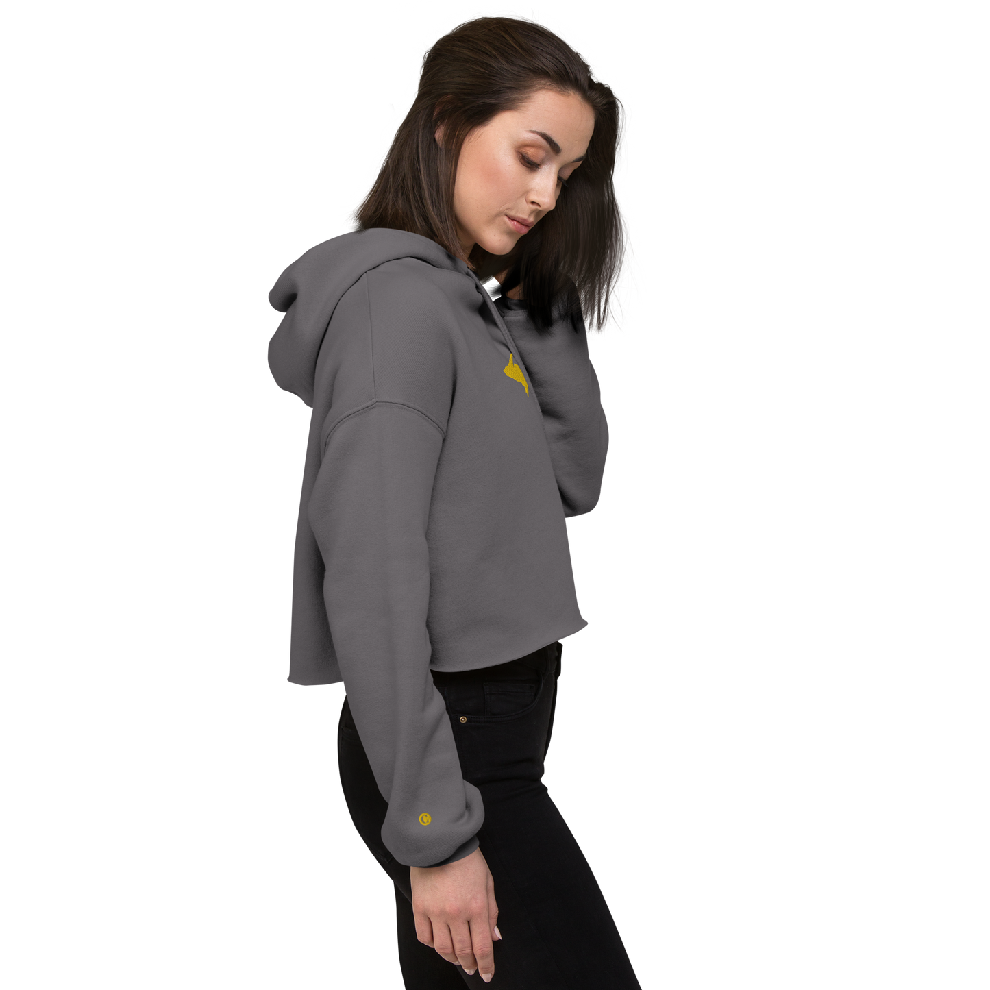 Michigan Upper Peninsula Hoodie (w/ Embroidered Gold UP Outline) | Premium Cropped