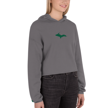 Michigan Upper Peninsula Hoodie (w/ Embroidered Green UP Outline) | Premium Cropped