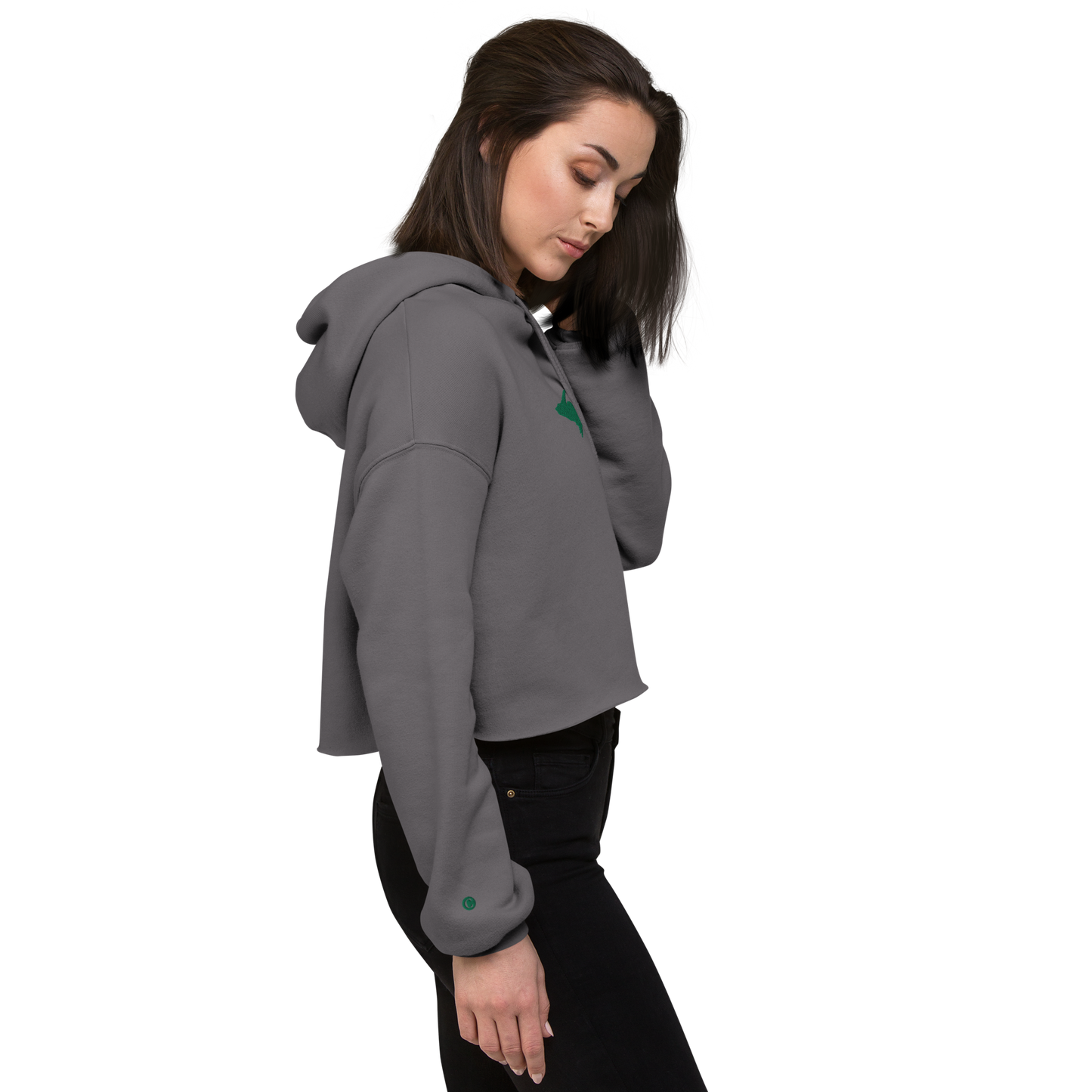 Michigan Upper Peninsula Hoodie (w/ Embroidered Green UP Outline) | Premium Cropped