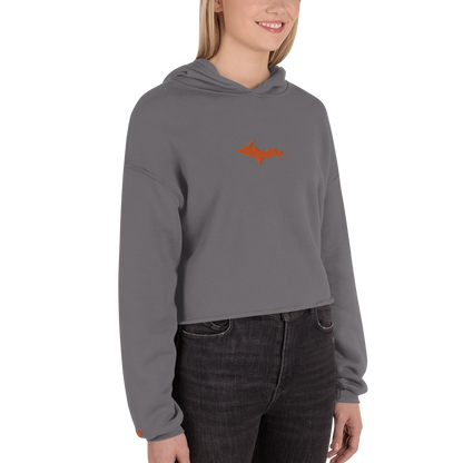 Michigan Upper Peninsula Hoodie (w/ Embroidered Orange UP Outline) | Premium Cropped