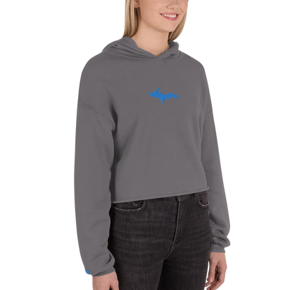 Michigan Upper Peninsula Hoodie (w/ Embroidered Azure UP Outline) | Premium Cropped