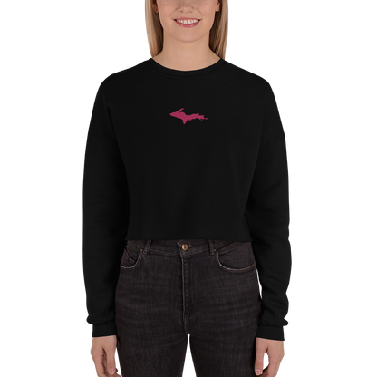 Michigan Upper Peninsula Cropped Sweatshirt (w/ Embroidered Pink UP Outline)