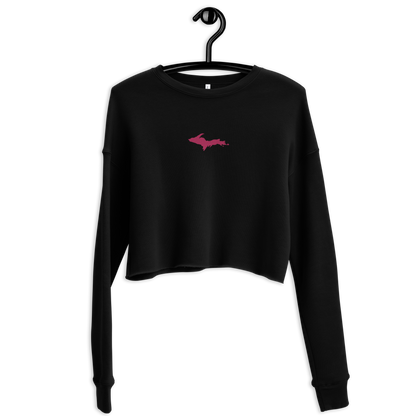 Michigan Upper Peninsula Cropped Sweatshirt (w/ Embroidered Pink UP Outline)