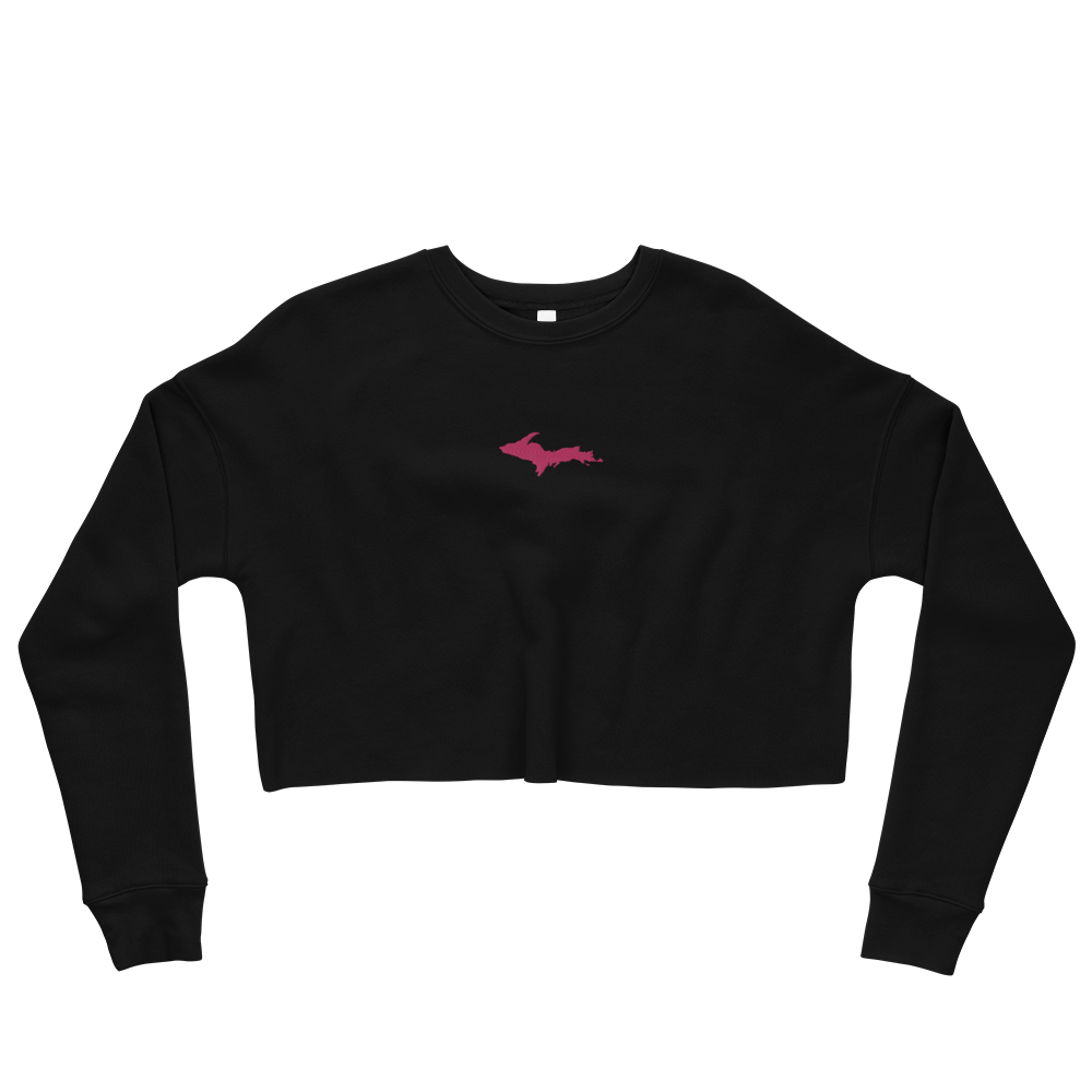 Michigan Upper Peninsula Cropped Sweatshirt (w/ Embroidered Pink UP Outline)