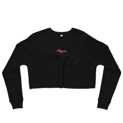 Michigan Upper Peninsula Cropped Sweatshirt (w/ Embroidered Pink UP Outline)