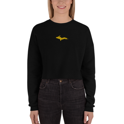 Michigan Upper Peninsula Cropped Sweatshirt (w/ Embroidered Gold UP Outline)