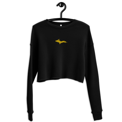 Michigan Upper Peninsula Cropped Sweatshirt (w/ Embroidered Gold UP Outline)