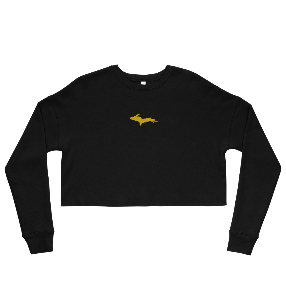 Michigan Upper Peninsula Cropped Sweatshirt (w/ Embroidered Gold UP Outline)