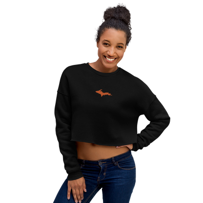 Michigan Upper Peninsula Cropped Sweatshirt (w/ Embroidered Orange UP Outline)