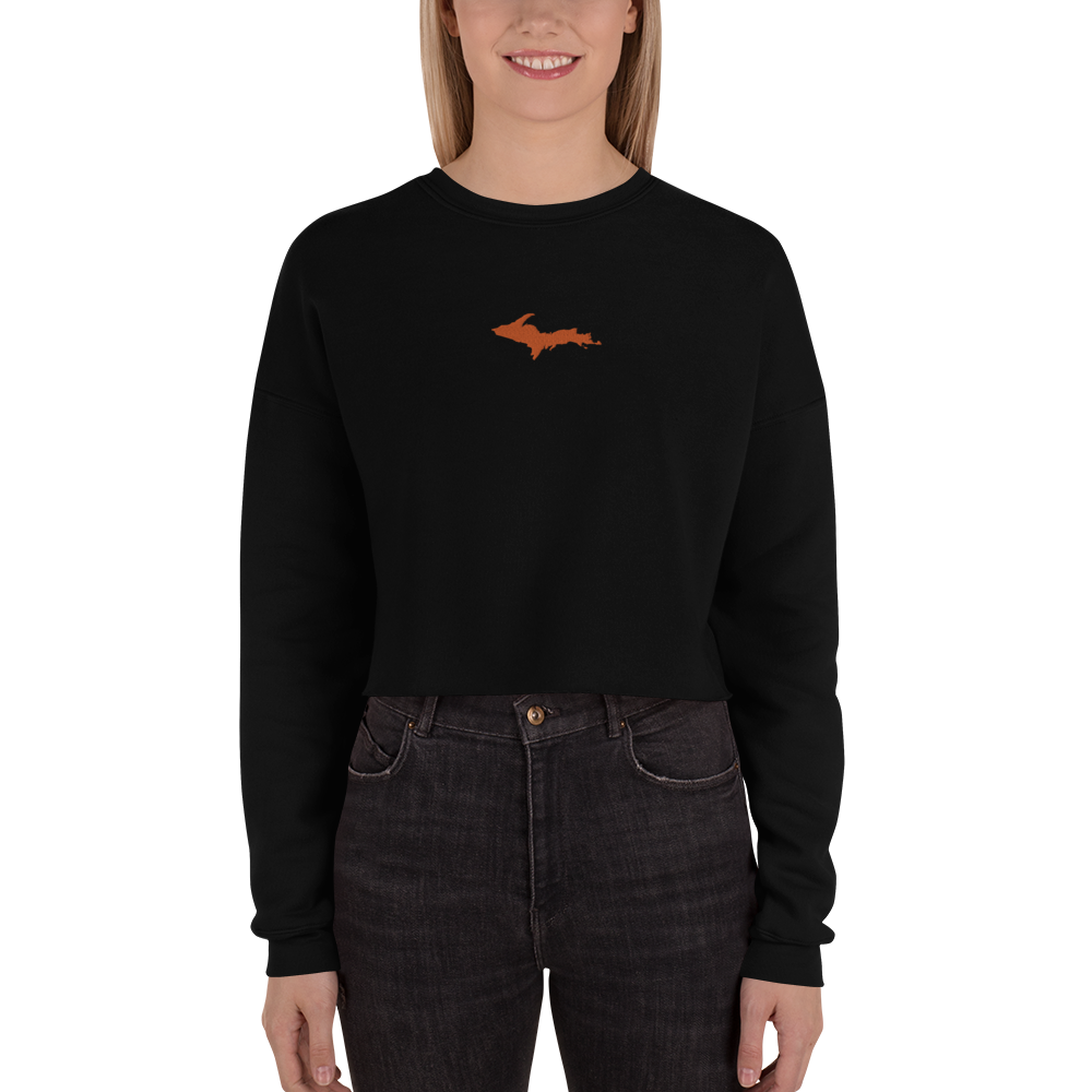 Michigan Upper Peninsula Cropped Sweatshirt (w/ Embroidered Orange UP Outline)