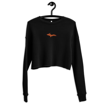 Michigan Upper Peninsula Cropped Sweatshirt (w/ Embroidered Orange UP Outline)