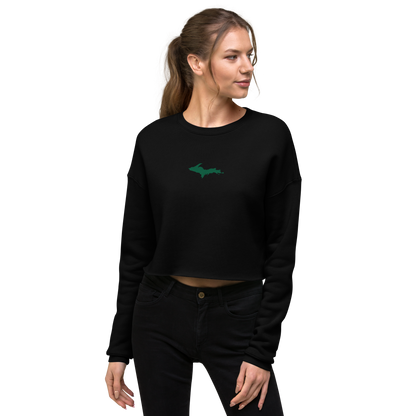 Michigan Upper Peninsula Cropped Sweatshirt (w/ Green UP Outline)